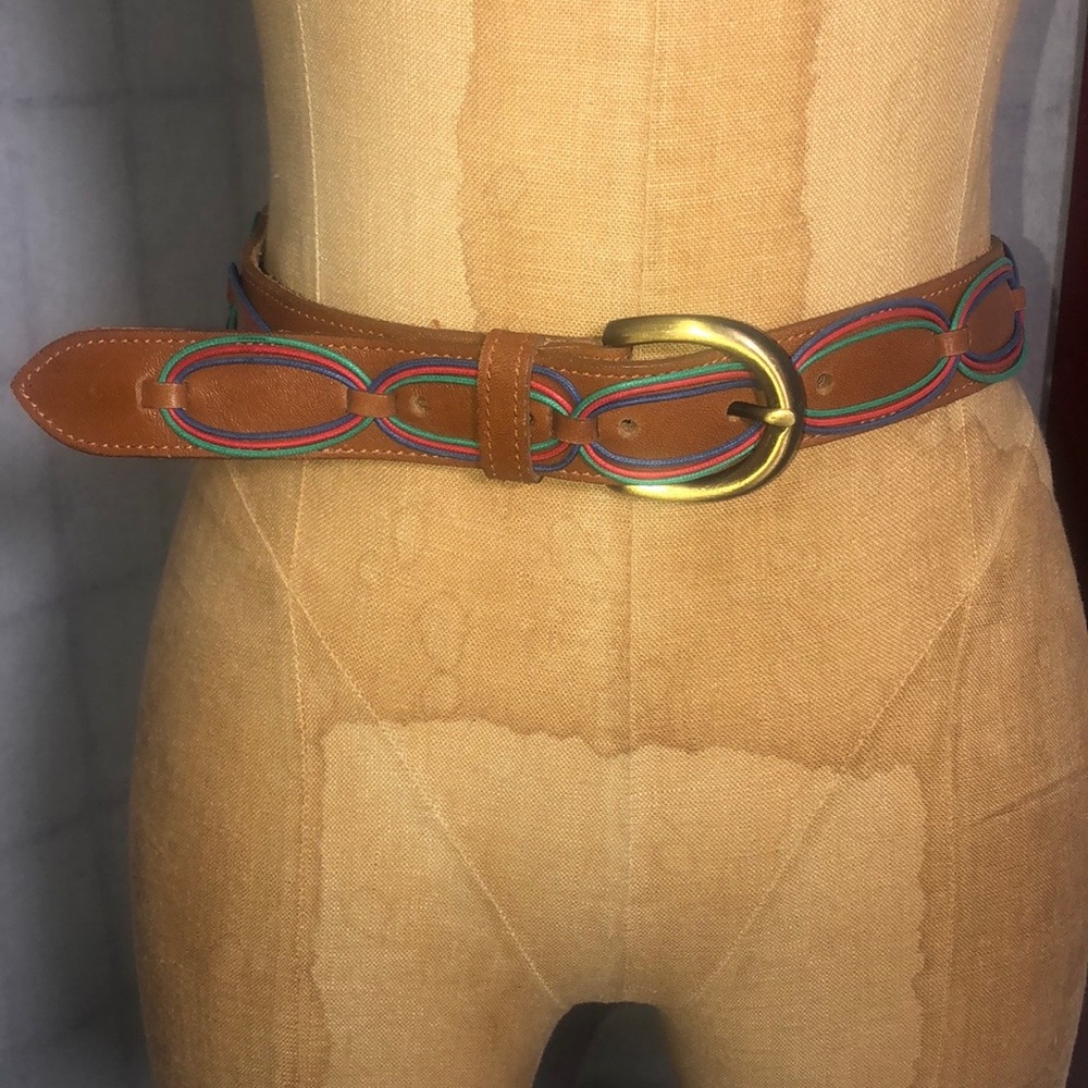 GINNIE JOHANSEN,women’s brown colorful leather belt.